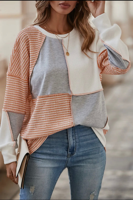 Orange Color Block top